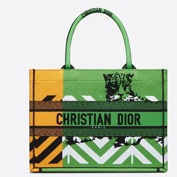 Dior Outlet Book Pop Dior Motif Orange Canvas Tote D-Jungle Green 0215