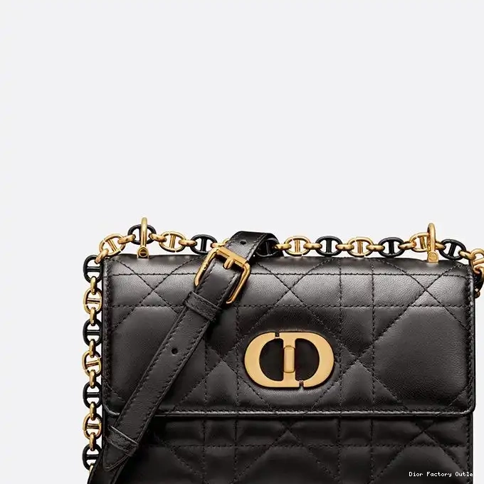 Dior Outlet Caro Macrocannage Miss Black Bag Lambskin Mini 0219