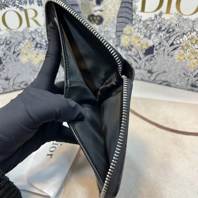 Dior Outlet Dior Zipped Wallet Oblique Galaxy Leather Black 0201