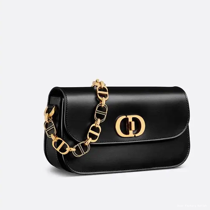 Dior Outlet Black Calfskin Montaigne Box Bag 30 Avenue Dior 0221