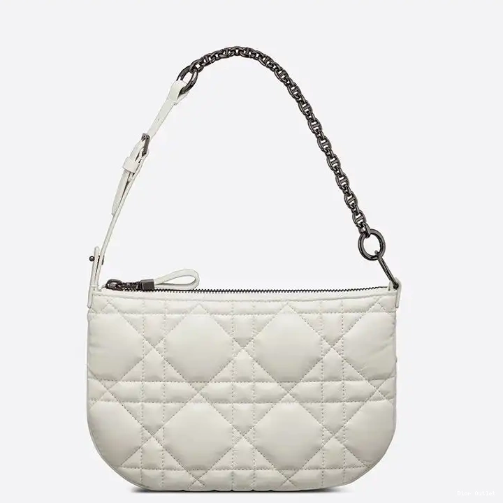 Dior Outlet White Mini Caro Quilted Bag Tulip Calfskin Macrocannage Dior 0208