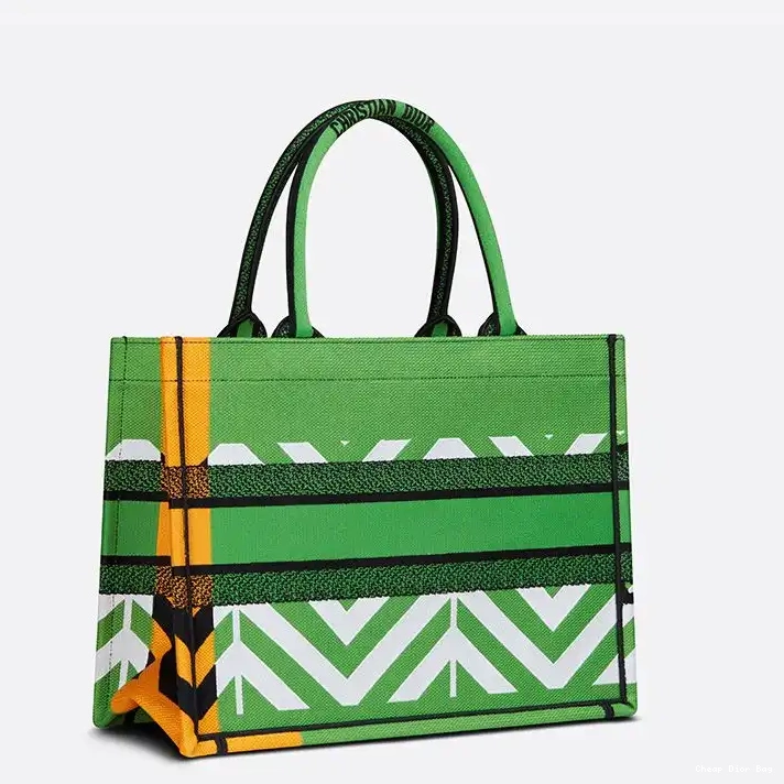 Dior Outlet Book Pop Dior Motif Orange Canvas Tote D-Jungle Green 0215