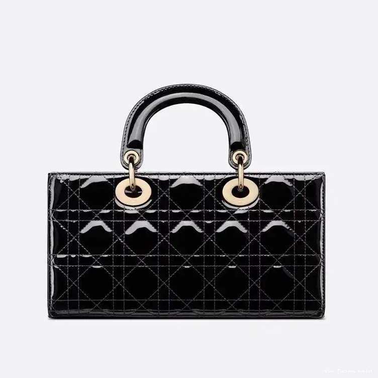 Dior Outlet Medium Lady D-Joy Black Calfskin Patent Bag Cannage 0213