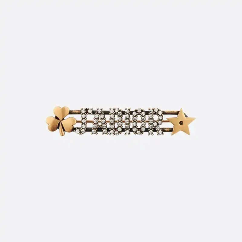 Cheap Dior Bag J'Adior Brooch with Shamrock Star Crystals Gold 0204