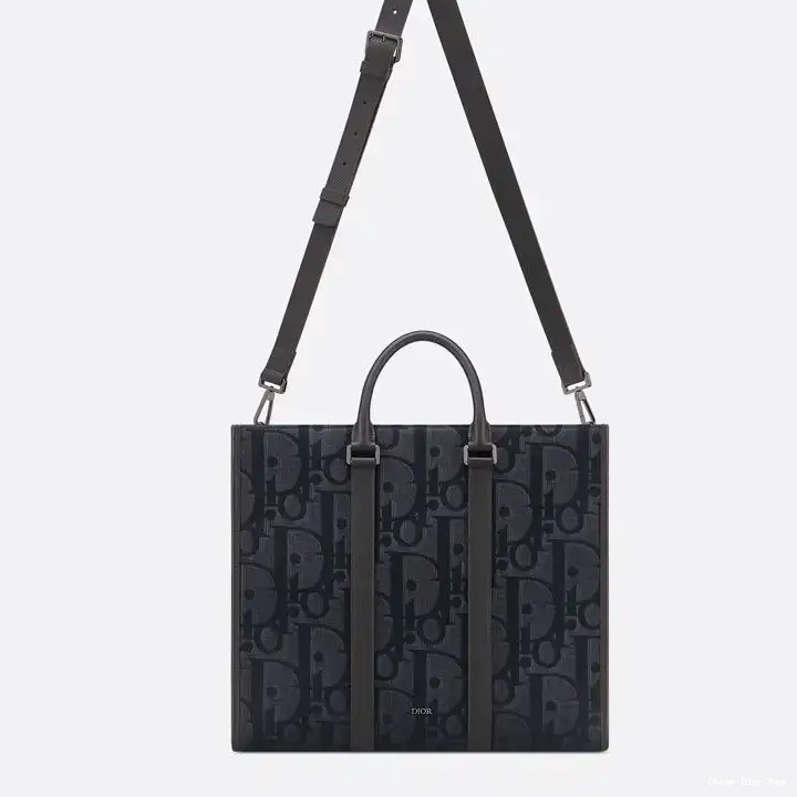 Dior Outlet Oblique Dior Black Motif East-West Canvas Tote Maxi 0215