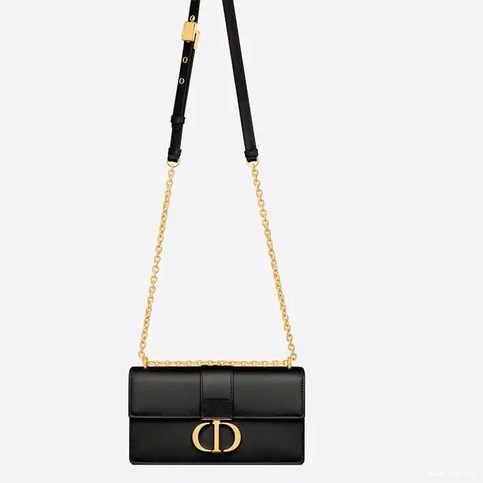 Cheap Dior Bag Calfskin Black Dior With East-West Chain Bag 30 Montaigne 0217