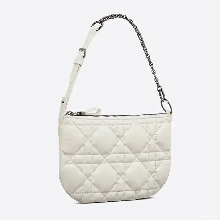 Dior Outlet White Quilted Calfskin Dior Mini Tulip Caro Macrocannage Bag 0212