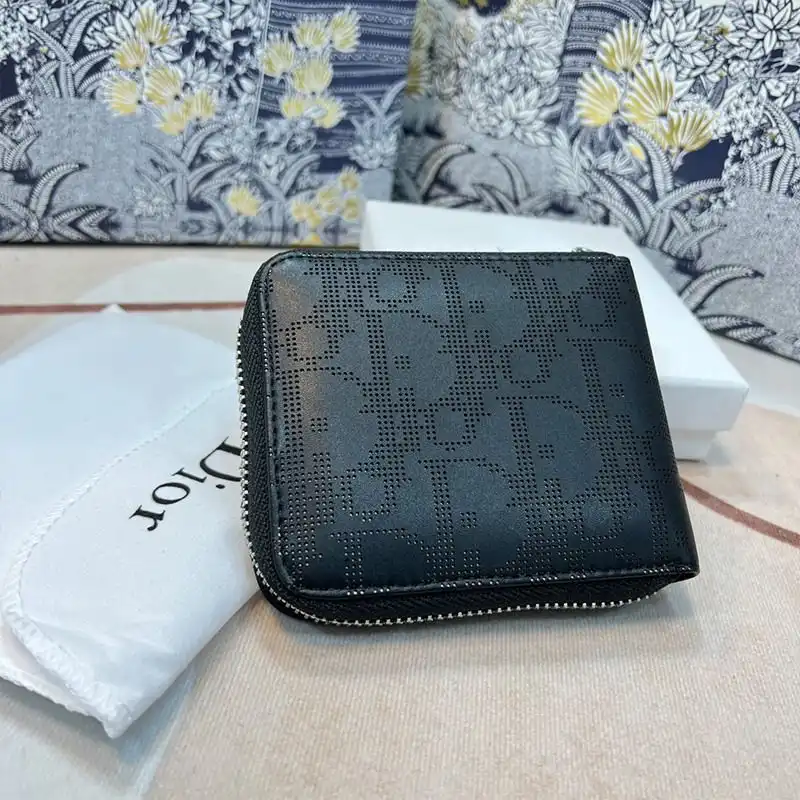 Dior Outlet Dior Zipped Wallet Oblique Galaxy Leather Black 0201