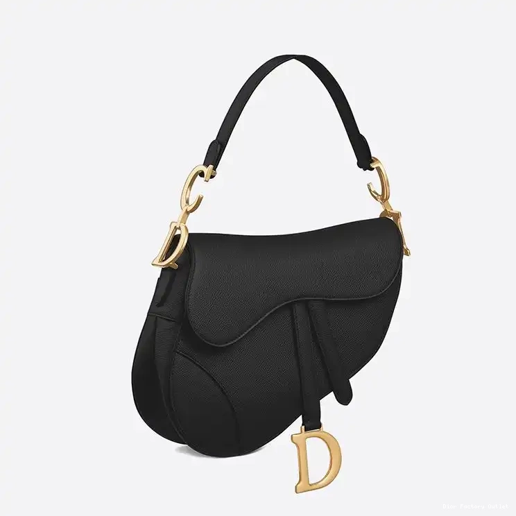 Dior Outlet Saddle Bag Dior Grained Black Calfskin 0219