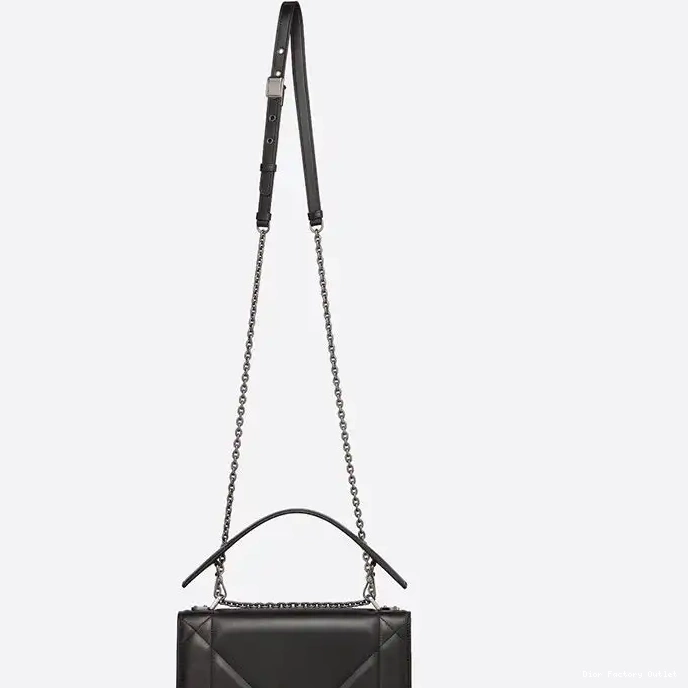 Dior Outlet Lambskin Handle Dior Maxicannage Bag Montaigne with 30 Chain Black 0210