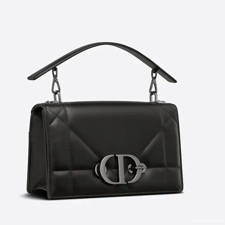 Dior Outlet Lambskin Handle Dior Maxicannage Bag Montaigne with 30 Chain Black 0210