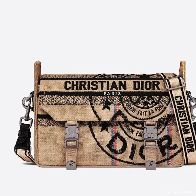 Dior Factory Outlet Motif Canvas Jute Small Messenger Diorcamp Beige 0225