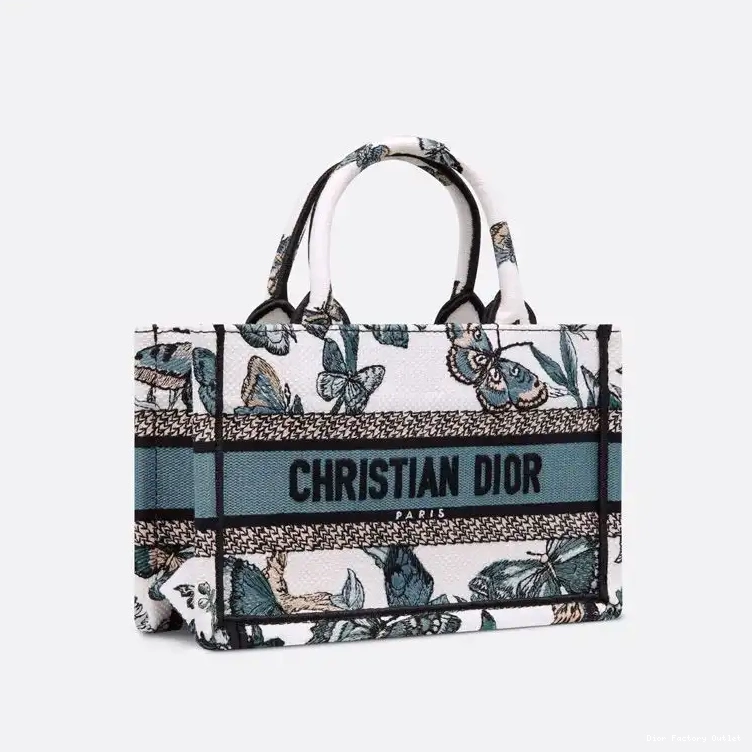 Dior Factory Outlet Book Strap Jouy Toile Canvas Mini de Mexico with Blue Motif Dior White Tote 0225