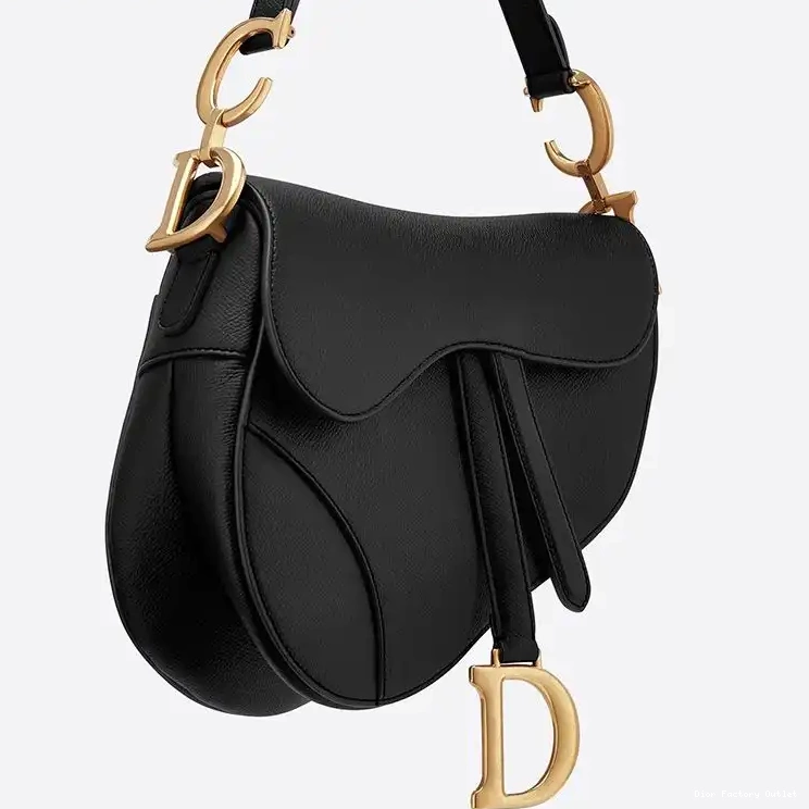 Dior Outlet Saddle Bag Dior Grained Black Calfskin 0219