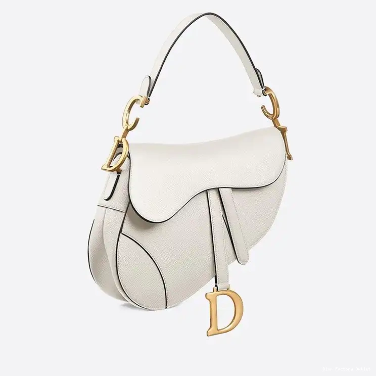 Dior Factory Outlet Saddle Grained Dior White Bag Calfskin 0218