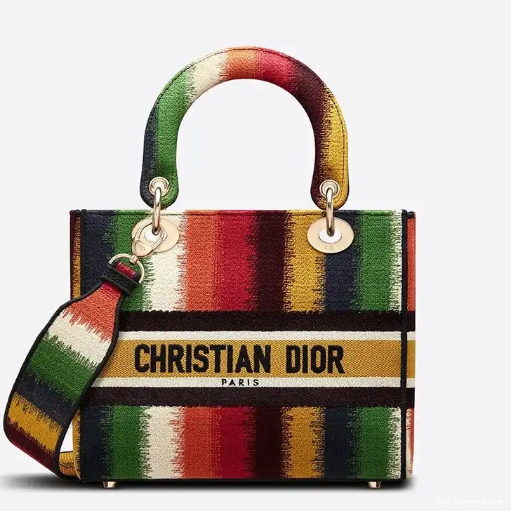 Cheap Dior Bag Motif D-Stripes Bag D-lite Multicolor Lady Medium Canvas 0219