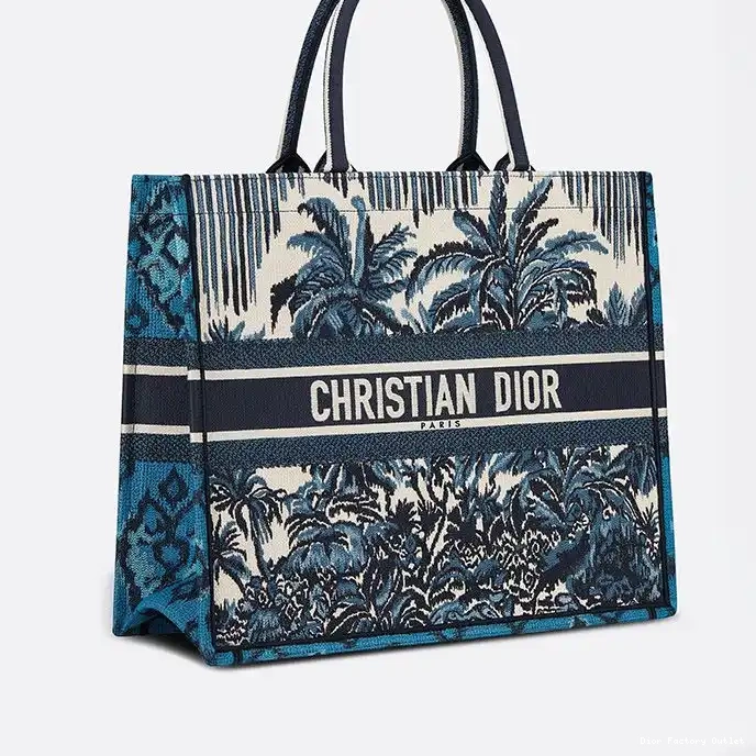 Dior Factory Outlet Palms Book Tote Canvas Motif Dior Blue 0216