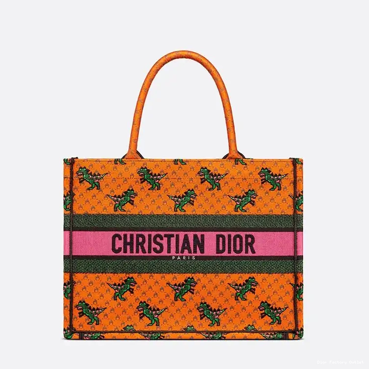 Dior Factory Outlet Canvas Dragon Tote & Fire Book Orange Dior Motif 0216