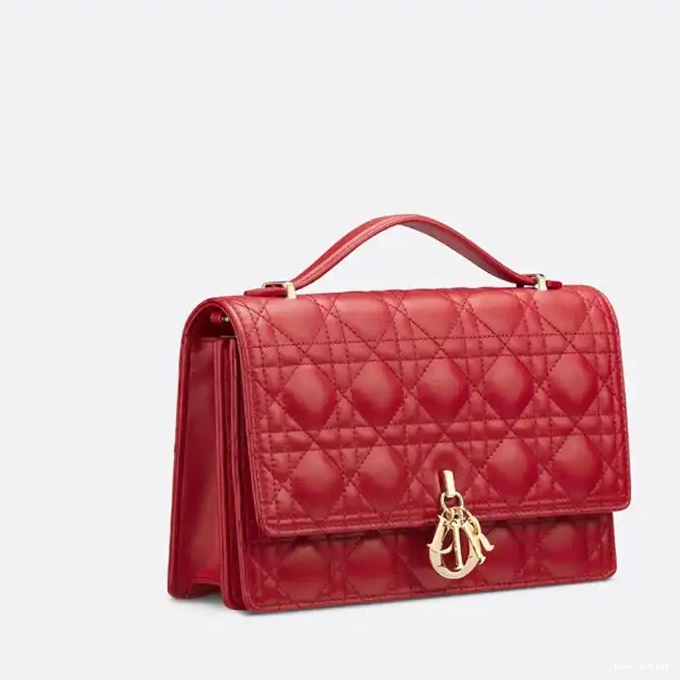 Dior Outlet Handle Bag Red Small Top Dior Cannage Miss Lambskin 0226