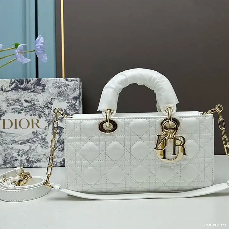 Dior Outlet Cannage White Bag Calfskin Lady Patent Medium D-Joy 0225