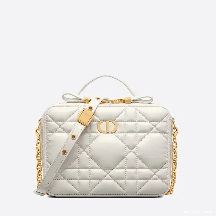 Dior Outlet Dior Caro Chain Box with Bag Cannage Calfskin White 0225