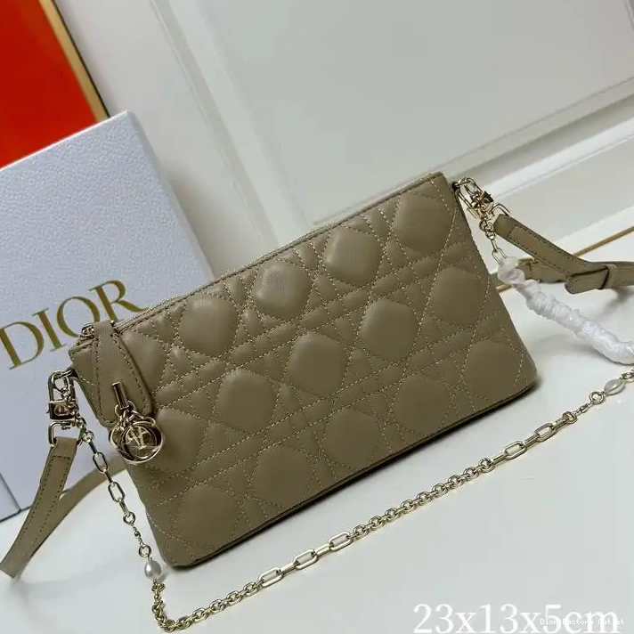 Dior Factory Outlet Mini Bag Khaki Midi Lambskin Dior Cannage 0218