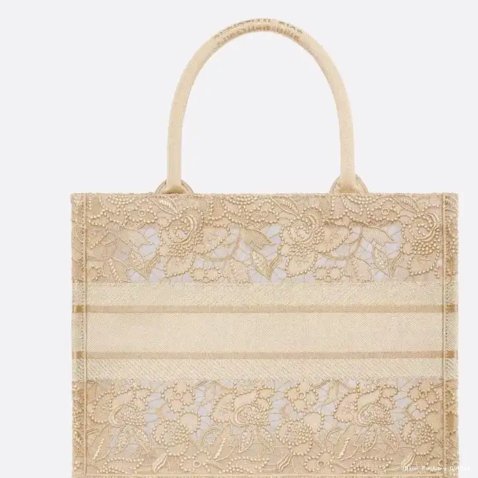 Dior Outlet Macrame Canvas Tote Motif D-Lace Book Dior Beige 0216