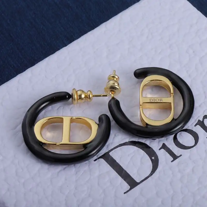 Cheap Dior Bag Dior 30 Montaigne Earrings Metal and Lacquer Gold Black 0202