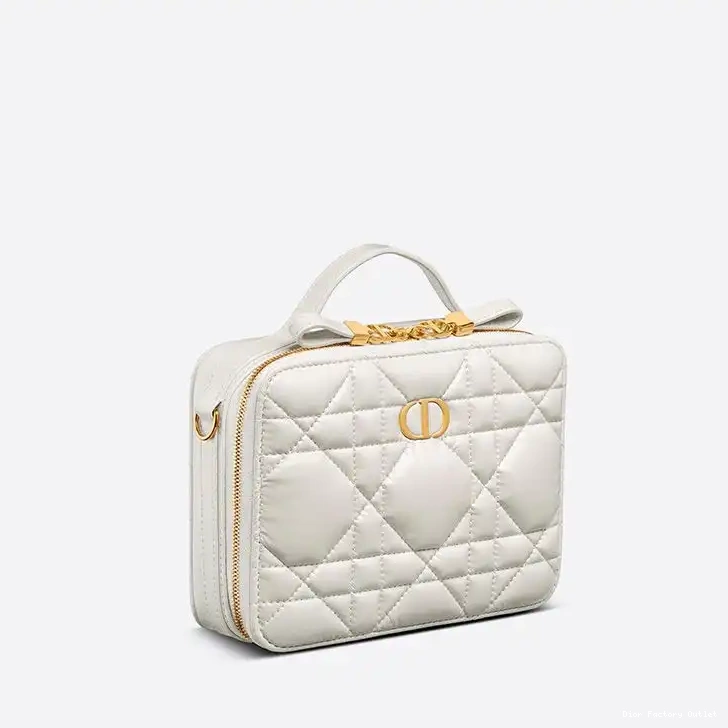 Dior Outlet Dior Caro Chain Box with Bag Cannage Calfskin White 0225