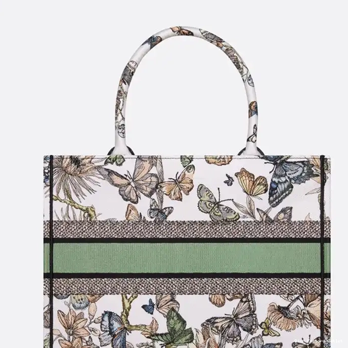 Dior Outlet Dior Green de Toile Mexico Canvas White Motif Tote Book Jouy 0227