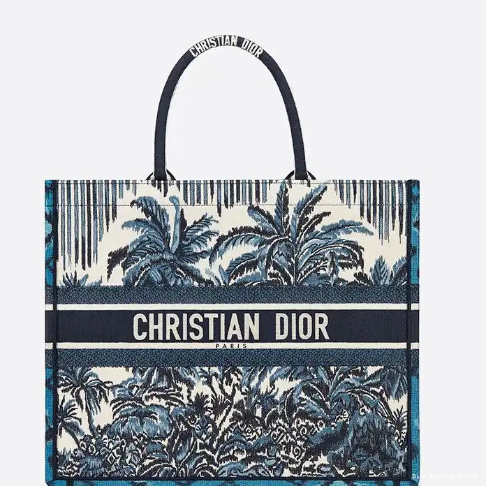 Dior Factory Outlet Palms Book Tote Canvas Motif Dior Blue 0216