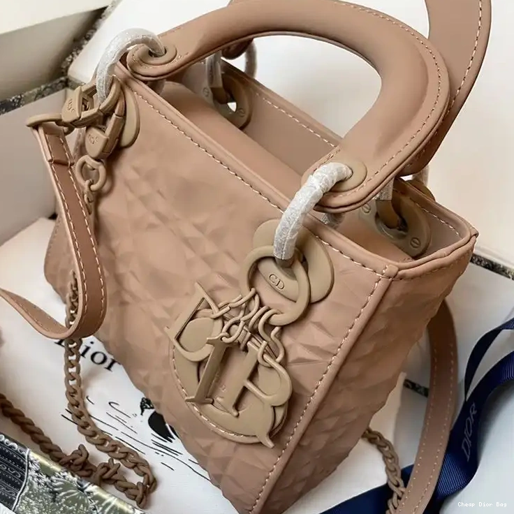 Dior Factory Outlet Calfskin Dior Frosted Lady Mini Apricot Cannage Ultramatte Bag 0213