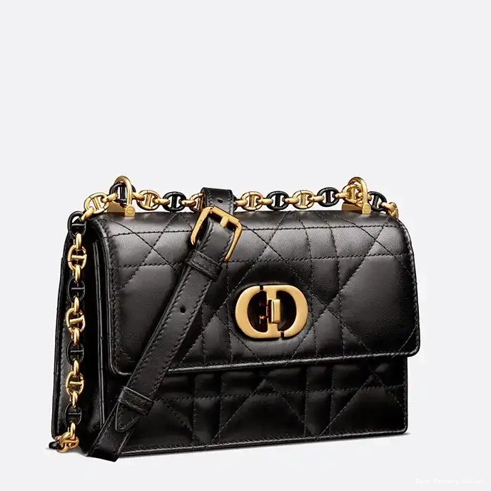 Dior Outlet Caro Macrocannage Miss Black Bag Lambskin Mini 0219