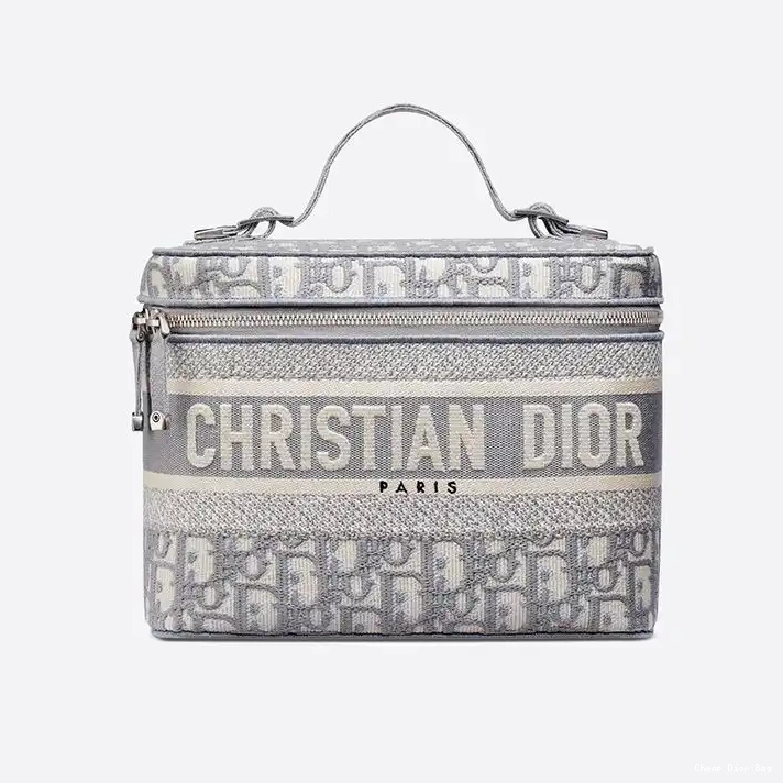 Cheap Dior Bag Grey Oblique Vanity Canvas DiorTravel Case Motif Medium 0212