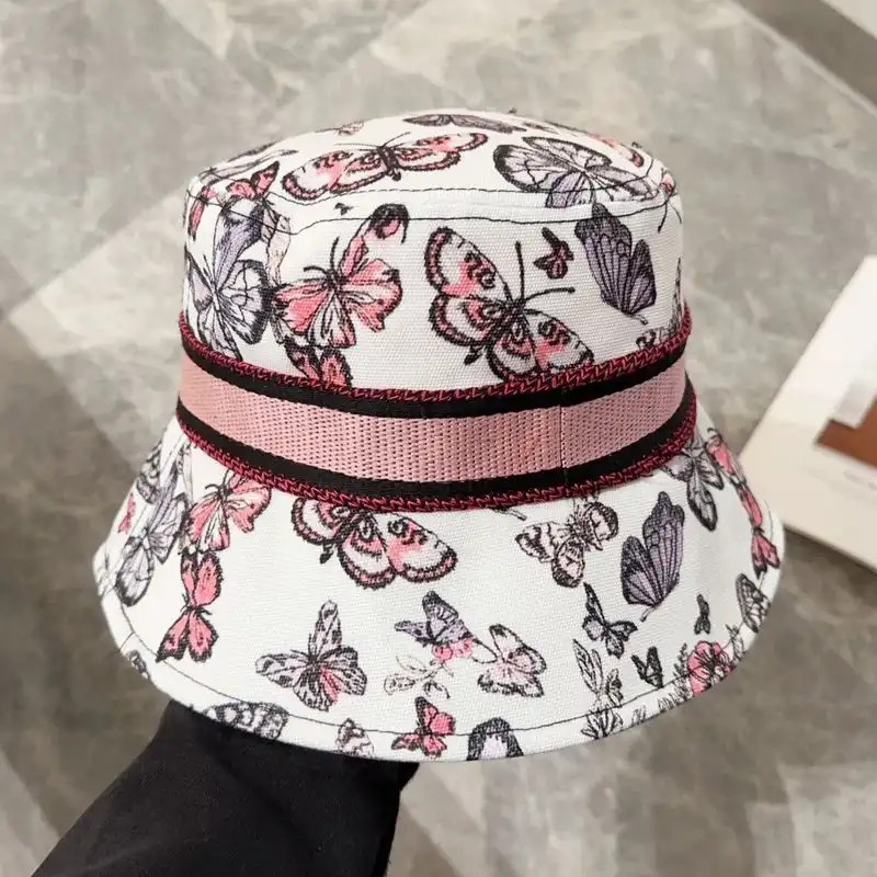 Dior Outlet Christian Dior Bucket Hat Toile de Jouy Mexico Motif Cotton White Pink 0206