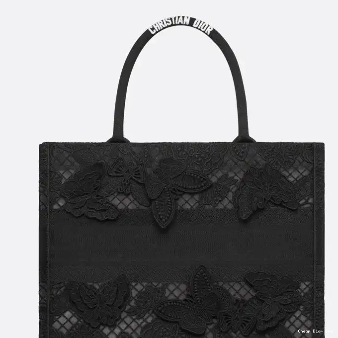 Dior Factory Outlet Book Dior Butterfly Motif Canvas D-Lace Black Tote 0215