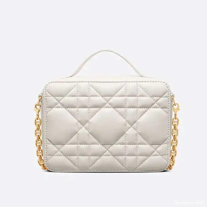 Dior Outlet Dior Caro Chain Box with Bag Cannage Calfskin White 0225