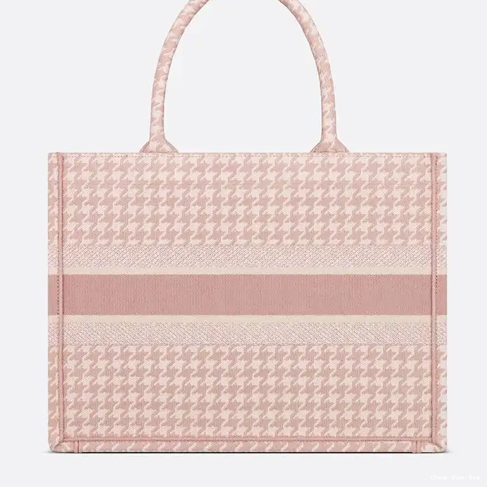 Dior Factory Outlet Dior Cherry Houndstooth Motif Canvas Book Tote Macro 0213