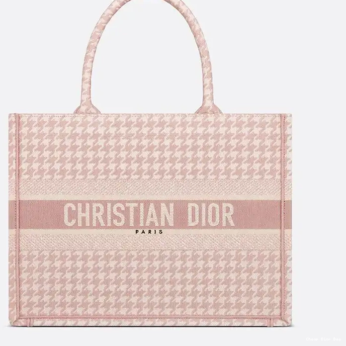 Dior Factory Outlet Dior Cherry Houndstooth Motif Canvas Book Tote Macro 0213