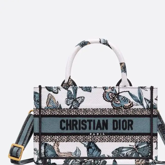 Dior Factory Outlet Book Strap Jouy Toile Canvas Mini de Mexico with Blue Motif Dior White Tote 0225