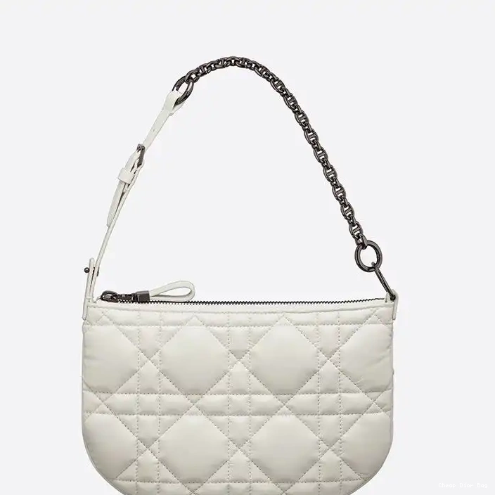 Dior Outlet White Quilted Calfskin Dior Mini Tulip Caro Macrocannage Bag 0212