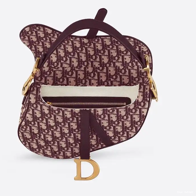 Dior Outlet Bag Burgundy Oblique Motif Saddle Dior Canvas 0226