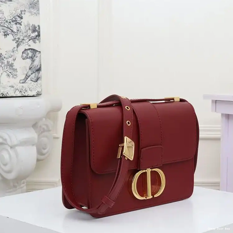 Dior Outlet 30 Burgundy Bag Dior Montaigne Calfskin Box 0212