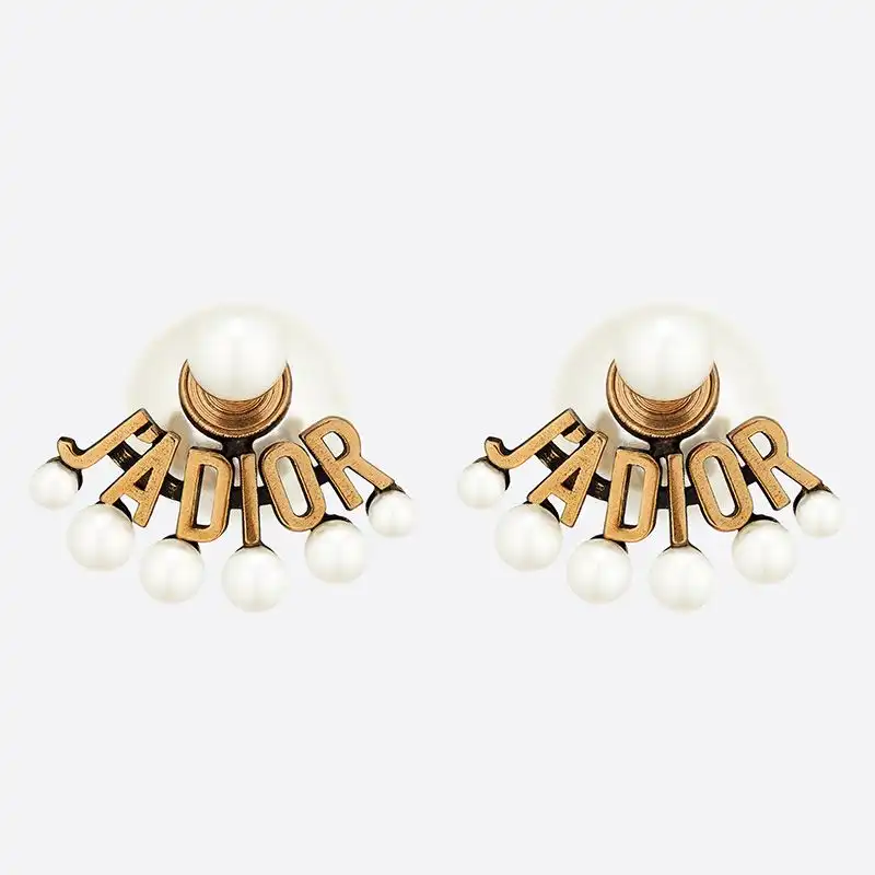 Dior Factory Outlet Dior Tribales Earrings J'ADIOR and White Resin Pearls Gold 0202