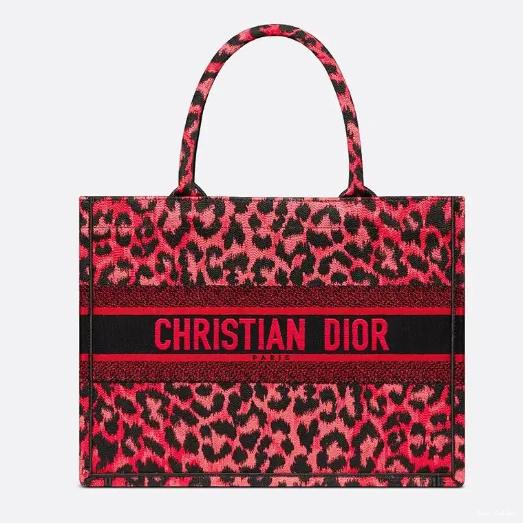 Cheap Dior Bag Mizza Motif Dior Tote Book Red Canvas 0226