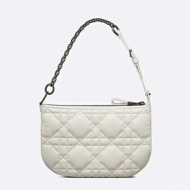 Dior Outlet White Quilted Calfskin Dior Mini Tulip Caro Macrocannage Bag 0212