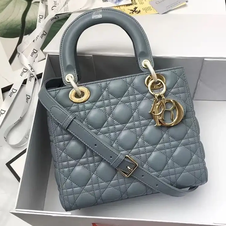 Dior Outlet Blue Lady Cannage Gold Dior Medium Bag Lambskin Sky 0223