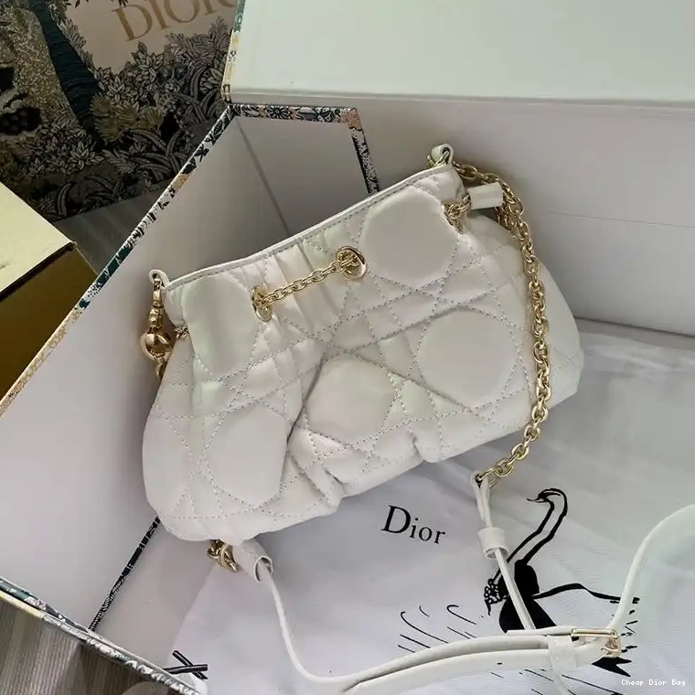 Cheap Dior Bag Ammi Bag Dior Macrocannage Lambskin Small White 0213