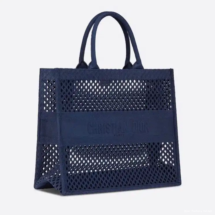 Cheap Dior Bag Dior Motif Mesh Book Canvas Blue Tote 0218