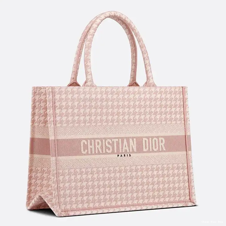 Dior Factory Outlet Dior Cherry Houndstooth Motif Canvas Book Tote Macro 0213